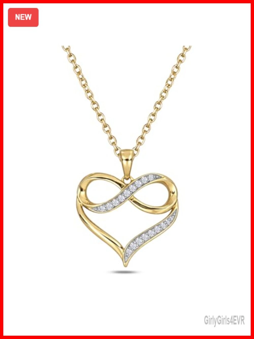 10K Gold Natural Diamond Heart Infinity Pendant Necklace Fine Jewelry Gift